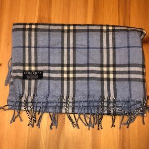 Burberry Blue and Gray Plaid Scarf